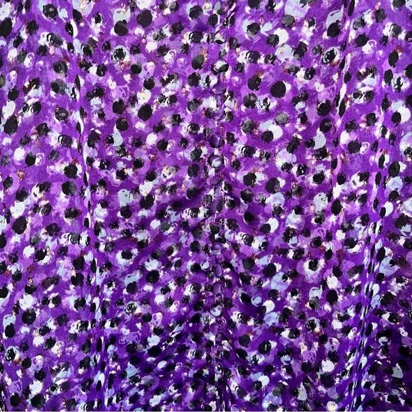 White House Black Market Purple & Gold Dot Button Sheer Blouse Women’s XS - Picture 6 of 9